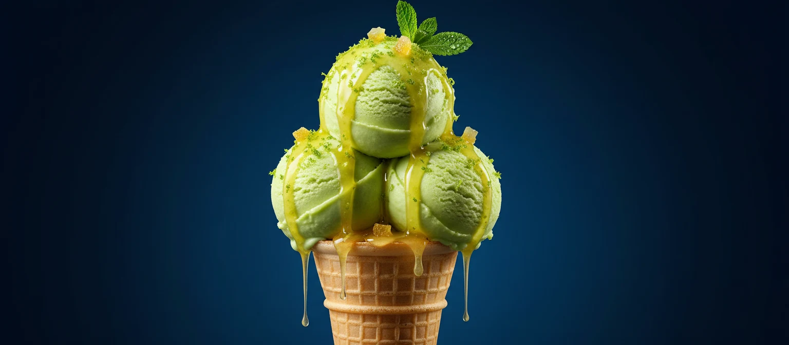 Nieve de menta con cobertura